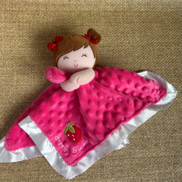 Carter’s Just One You Strawberry Girl Lovey Security Blanket Pink Satin Trim - Picture 2 of 7